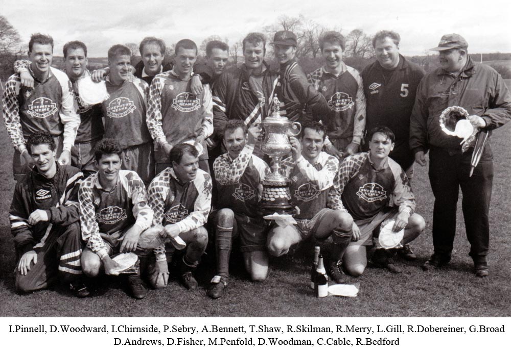 Team photo of Platt FC who retained the Sevenoaks Charity Senior Cup by defeating Sevenoaks Town 3-2 with last minute winner in 1994