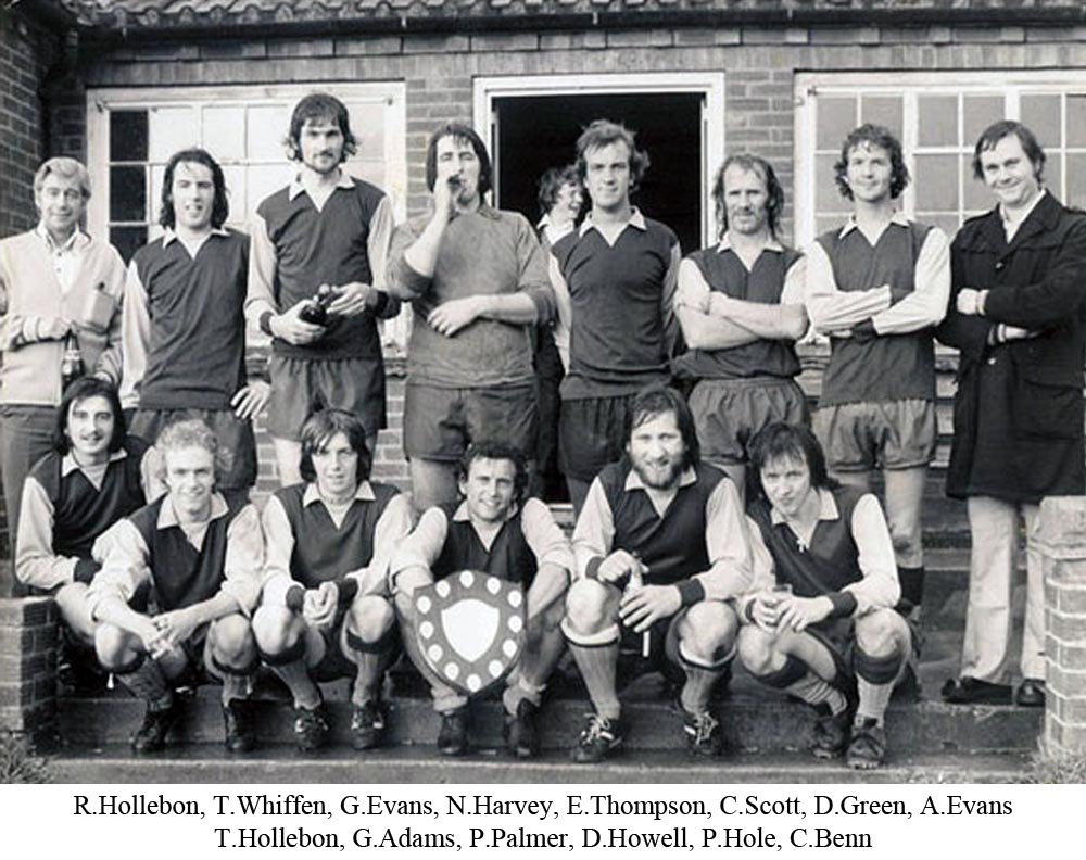 Team photo of Platt FC with the Fisher Shield trophy 1976