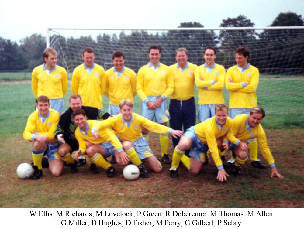 Team photo of Platt Invicta before their West Kent Sunday League fixture away at Holland Sports in 1993