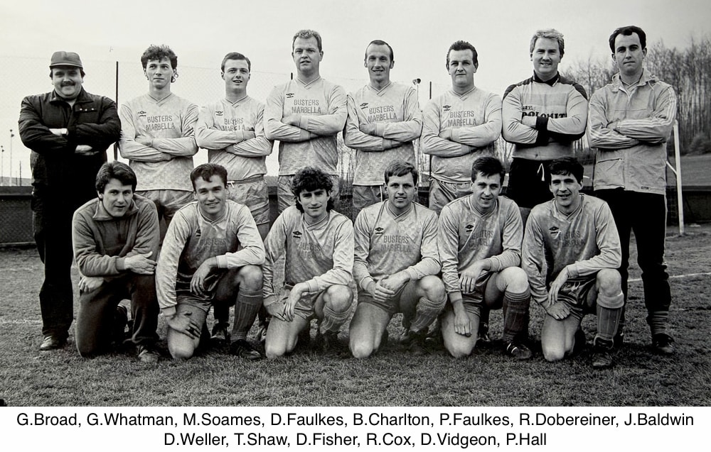 Team photo of Platt FC prior to their Kent (ARC) League Cup Final, losing to Westerham 3-0 in the 1989 final